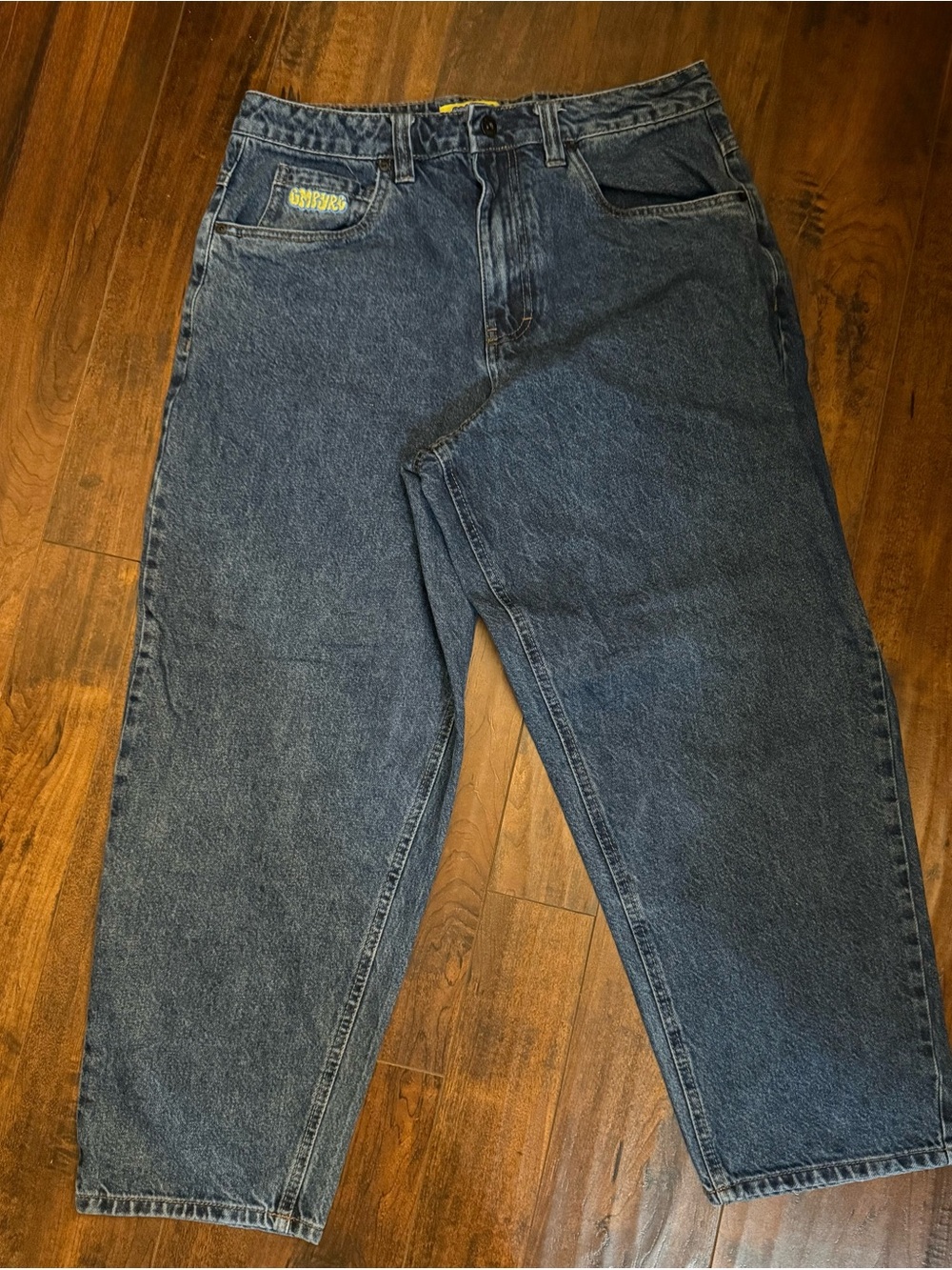 Empyre Baggy Skate Jeans Size 30 Dark Wash Loose Fit Embroidered Logo Y2K Skater